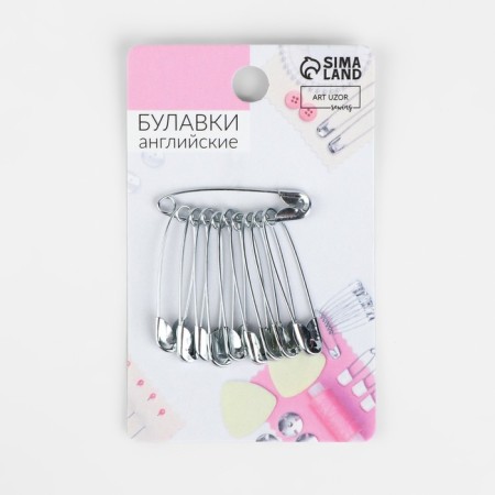 English pins, 31 mm, 10 pcs, silver color-3