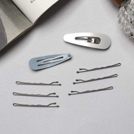 Invisible hair "Adele" (set 10 pcs) 5 cm, silver-1