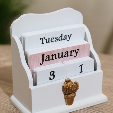 Souvenir eternal calendar, tree, 11.5x6.5x12 cm, col. white-3