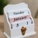 Souvenir eternal calendar, tree, 11.5x6.5x12 cm, col. white