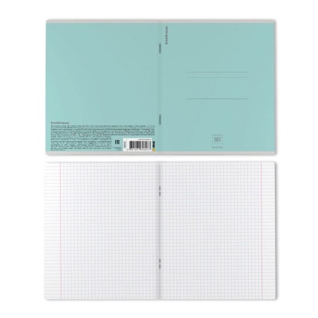 A notebook of 80 sheets in the Erichkrause "Nature Colors" cage, cover coated cardboard, offset block, mix-6