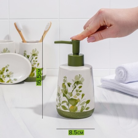 Set of accessories for the bathroom "Spring", 4 items (400 ml dispenser, soap dish, 2 glasses), white color-2