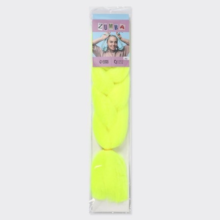 Zumba Kanecalon is monophonic, corrugated, 60 cm, 100 g, lemon color (#ay22)-7