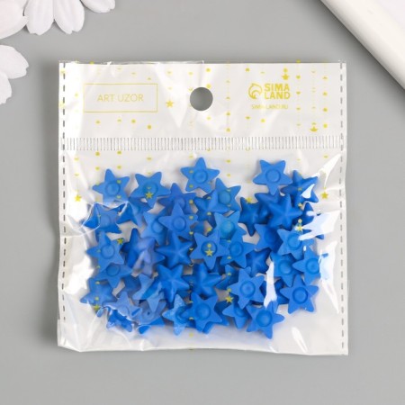 Decor for creativity plastic "Stars" neon blue set 50 pcs 1.4x1.4 cm-3