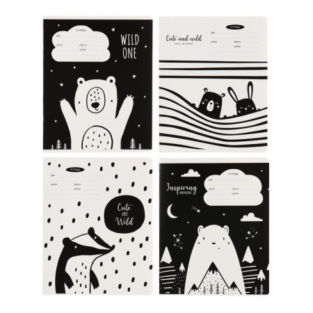 Notebook of 18 sheets in the Meshu Black & White cage, cover coated cardboard, VD-LK, OFSET Block, MIX