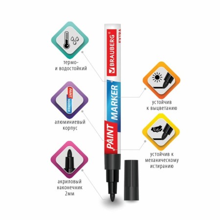 Markker-color (lacquer) 2.0 Brauberg Extra, reinforced nitro-base, alum, black 151968-2