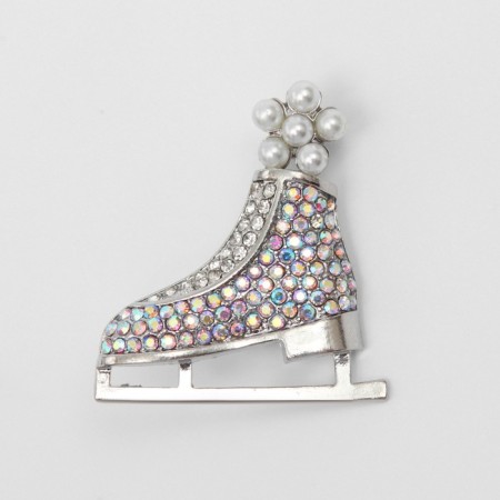 Brooch "Horse" Figure, white color in silver