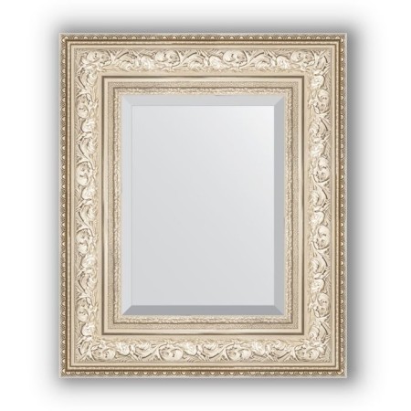 Mirror with fatset in the baguette frame - Vignette silver 109 mm, 50 x 60 cm, evoForm