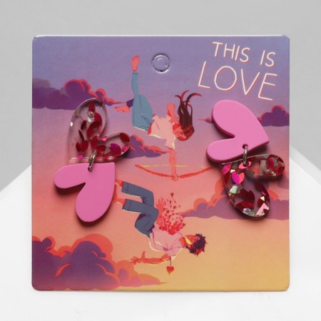 Acryl Earrings "Heart" steam, pink color