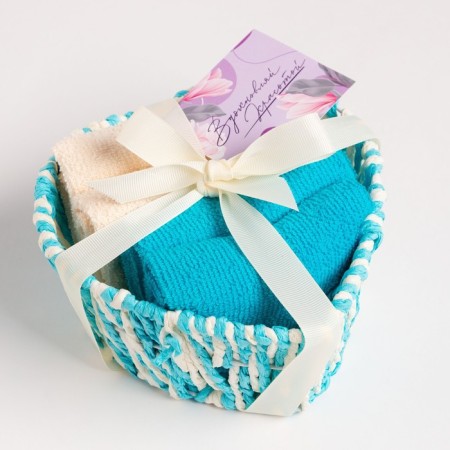 Set of terry decorative napkins Ethel "heart" 30x30sm-4pcs, color blue, 100% cotton-5