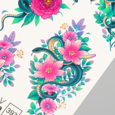 Tattoo on the body "Snake in flowers" 10x15 cm-2