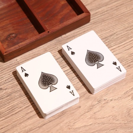 Casket for playing cards for 2 decks 15.5x12x3.5 cm, tree shisham-5