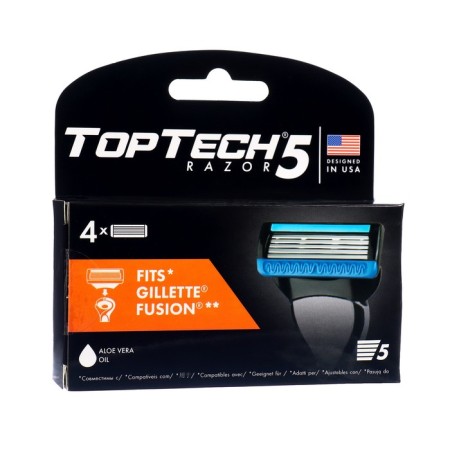 Replaceable Toptech Razor 5 Toptech 5, compatible with Gillette Fusion 5, 4 pcs. With 5 blades