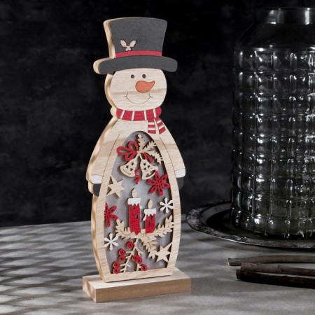 LED figure "Snowman" 11 × 30 × 5 cm, wood, batteries AAAX2 (not complete), glow warm white-1