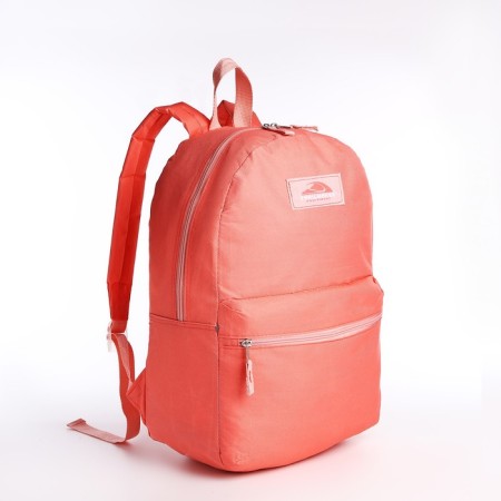 A backpack with a zipper, external pocket, pink color-2
