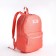 A backpack with a zipper, external pocket, pink color