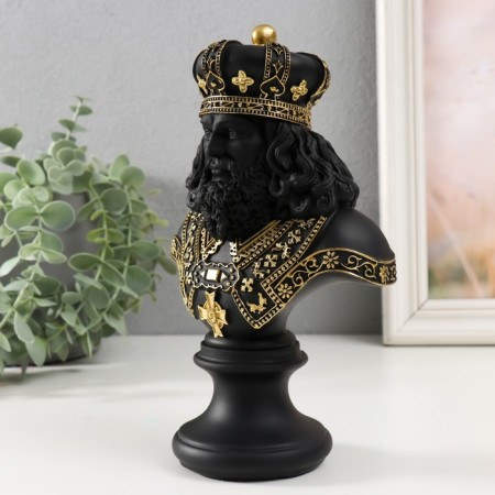 Souvenir Polystone "Bust. King" Black with gold 9x14x22.5 cm-3