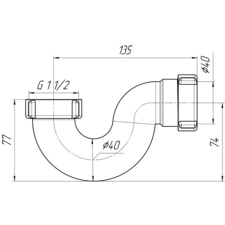 Siphon for the shower pallet "Ani Plast" E100, 1 1/2 ", without release-2