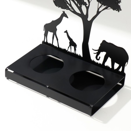 Summary Metal for 2 candles "Africa giraffes" black 15.2x15x6.8 cm-5