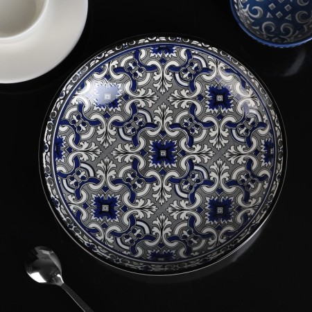 Plate ceramic deep share "dyra", d = 21 cm, blue color-1