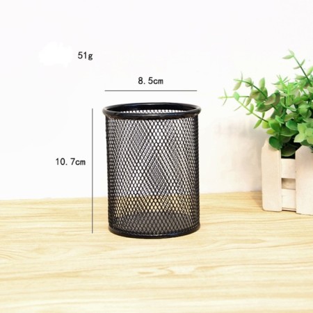 A glass for writing accessories, round, metal, black-1