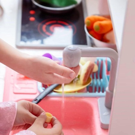 Game furniture "Children's kitchen", interactive panel, water shell, pink color-1