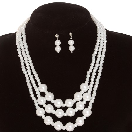 Set 2 objects: earrings, beads "tenderness", white color, 50 cm-1