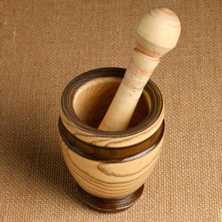 Set: a mortar with a pestle, ash, 13 cm, mix-1