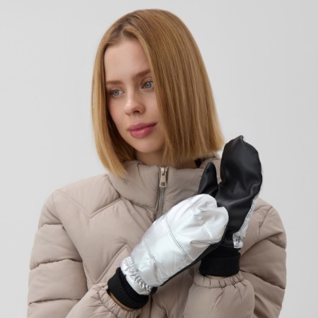 Women's mittens Minaku, rr 23 cm, col. Serebro/black
