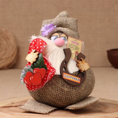 Orak-Domova "Vasek on a burlap, with a red bag", 26x21x21 cm-5