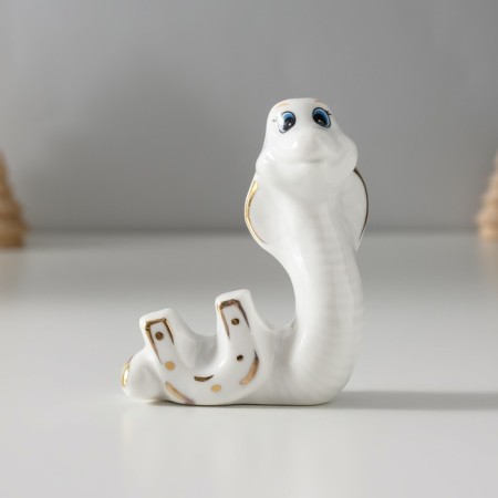 Souvenir Ceramics "White Cobra with a hill" with gold 2.5x6.5x8 cm