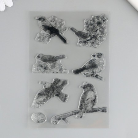 Stamp for creativity Silicon "Birds on branches" 11x16cm-2