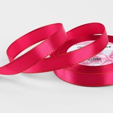 A satin ribbon “Golden threads”, 15 mm × 23 ± 1 m, raspberry color No. 72