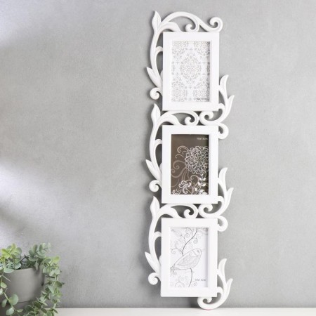 Photo frame in 3 photos 10x15 cm "sprouts" white 67.5x19.5x2 cm