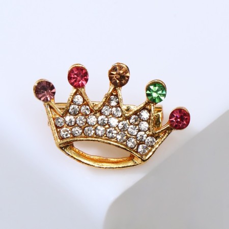 Brooch "Crown" rainbow, color in yellow gold (indivisible packing 12 pcs., Price per pcs.)-1