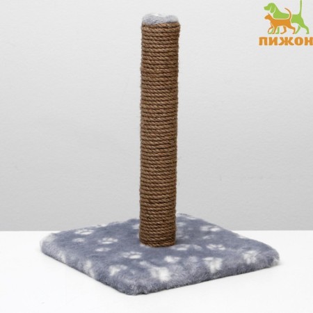 Clawing "Joy" on a stand, 30 x 30 x 40 cm, jute, gray with paws-1