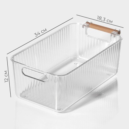 Storage container with handle LADOM "Crystal", 34 × 18.3 × 12 cm, transparent-3