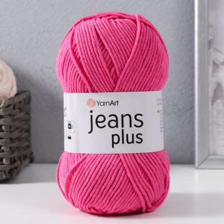 Yarn "Jeans Plus" 55% cotton, 45% acrylic 160m/100g (42 raspberry)-4