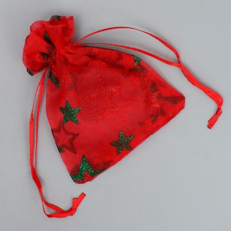 Bag gift organza "Stars", 10 x 12 cm +/- 1.5 cm, New Year-3