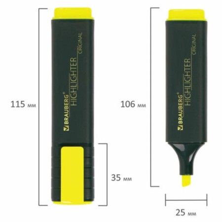 Набор маркеров текстовыделителей 4 цветов 1-5 мм BRAUBERG "ORIGINAL"-12