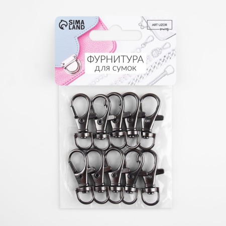 Metal carbine, 35 × 15 mm / 9 × 1.5 mm, 10 pcs, black color-3