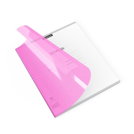 Notebook 18 sheets ruler Erichkrause Coverpro Neon "Classic", plastic cover, OFSET block, whiteness 100%, pink-6