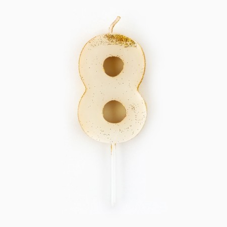 A candle for a cake, a number, brilliant “8”, gold, 4 x 10 cm.-3
