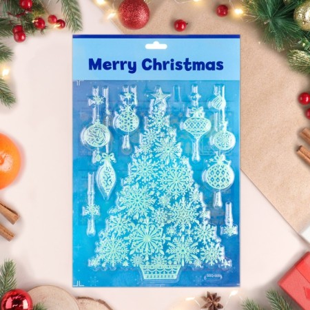 Stickers on the windows "New Year" Christmas tree, jewelry, 27 x 18 cm-1