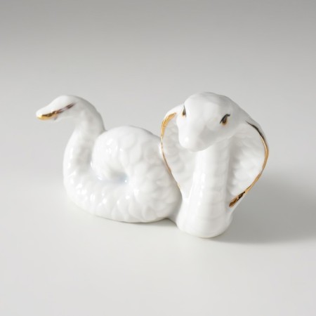 Souvenir Ceramics "White Cobra" with gold 4.3x6.4x4.8 cm-4