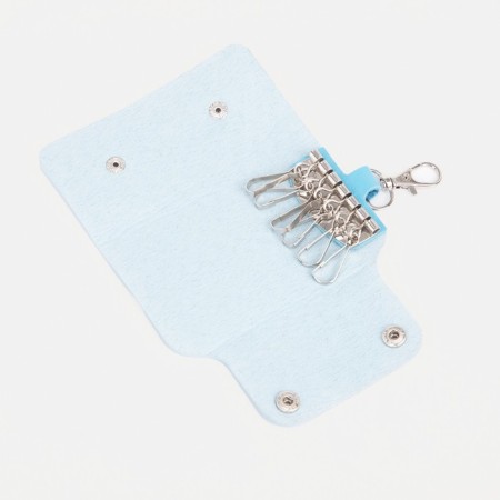 Key of buttons, length 11 cm, 7 carabiners, blue color-2