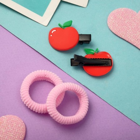 Hair set "Ariadne" (2 elastic bands, 2 clamps) apple-2