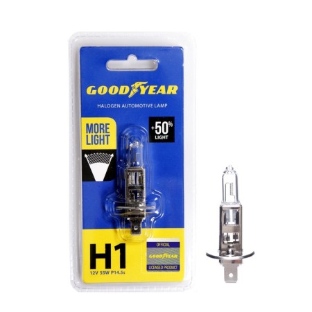 Car halogen lamp Goodyear H1, 12V 55W P14.5S, MORE LIGHT
