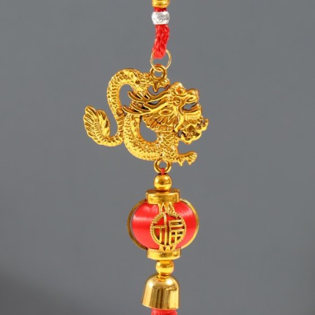 Plastic suspension, textiles "Golden Dragon and Chinese flashlight" 3x5.7x37 cm-1