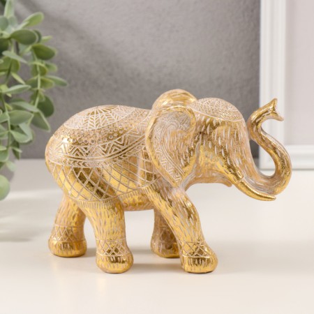 Souvenir Polystone "Elephant. Ethnic patterns" gold 17x5x11 cm-3
